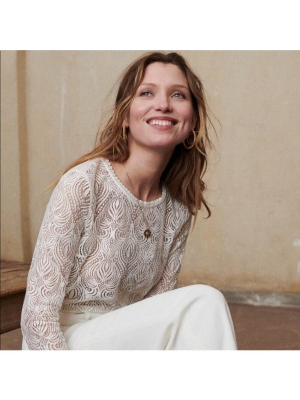 💕SEZANE💕 Cyrielle Blouse ~ Ecru 34 NWOT - Picture 3 of 16
